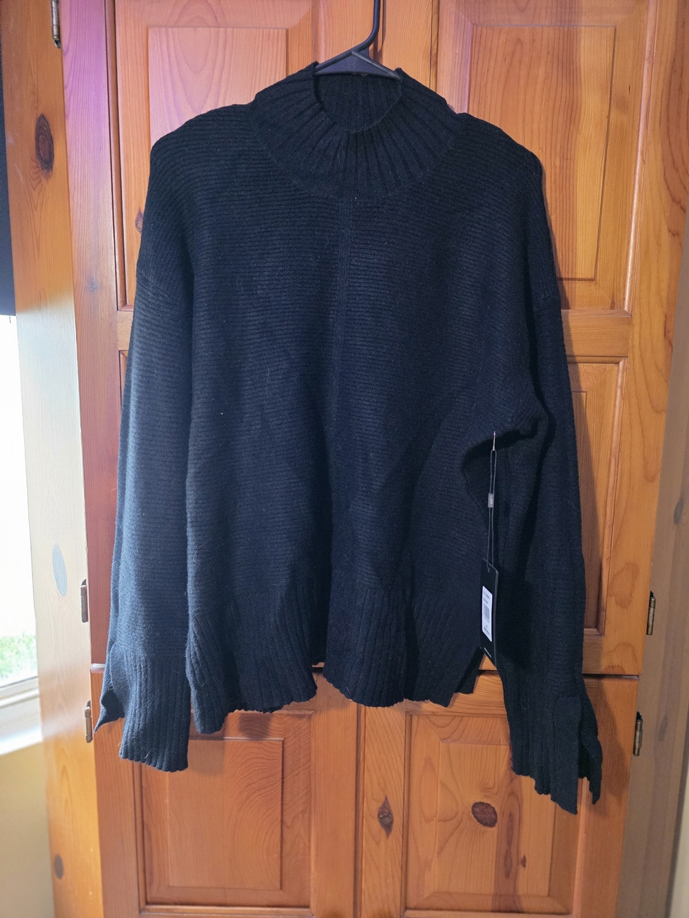 Cyrus Black Ribbed Mock Neck Sweater